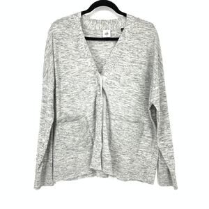Cabi Women's Size M Marble Gray Cardigan Sweater V-Neck Front Pockets Snap Front